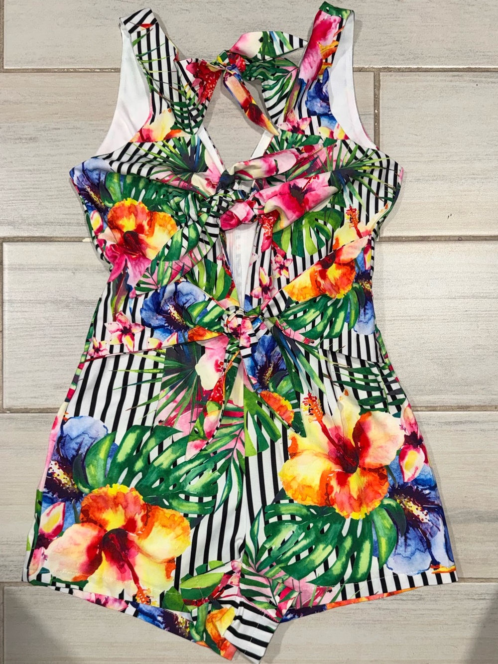 Tropical Floral One-Piece Romper in Multicolor